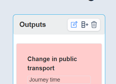 A column header expanded to show its edit, add and delete controls